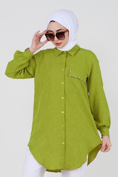 Sevitli Cămașă Pocket Stone-Verde Fistic