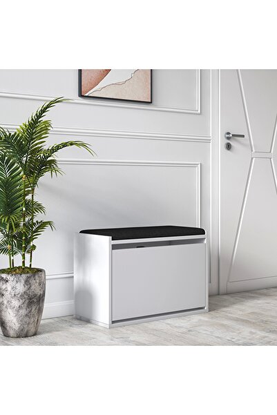Ruum Store By Doğtaş Tona Oturaklı Ayakkabılık Düşer Kapaklı Minderli Opak Beyaz