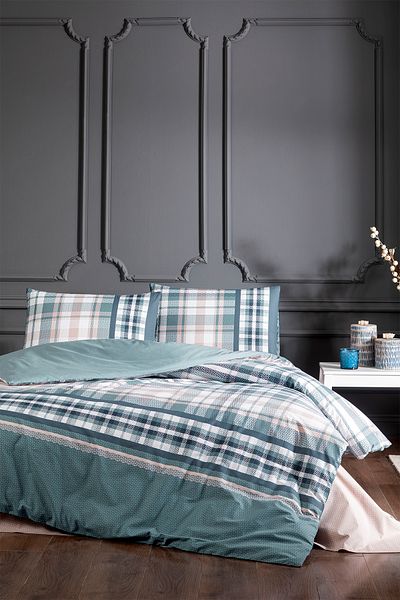 FLORETTA Set cuvertură dublă Blue Madras