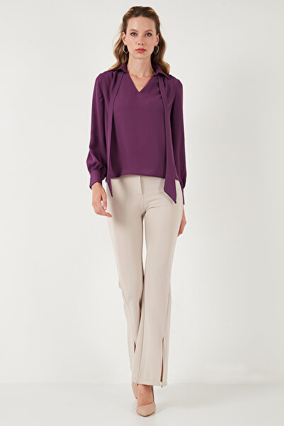 Lela Cămașă din șifon cu decolteu în V cu cravată 611bz0047