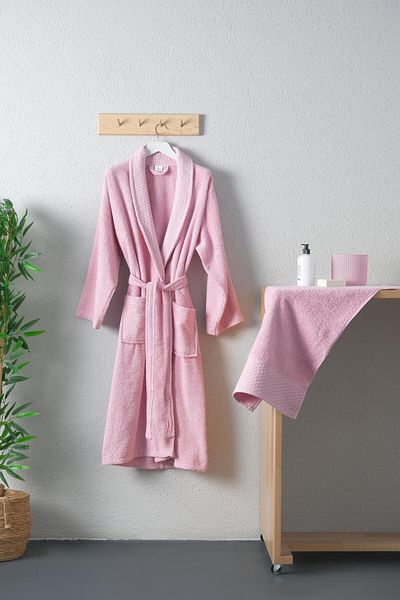 FAVORA Set halat de baie unic din bumbac unisex Tuwa mărimea XL - pudră