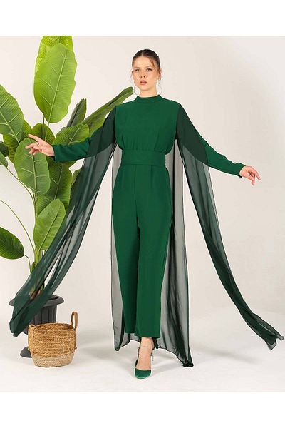 Melike Tatar ZIMRUTE Chiffon Detailed Jumpsuit 32-6121
