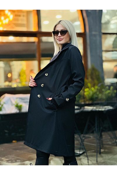 QUBERZ Sleeve Belted Belted Trench Coat Black