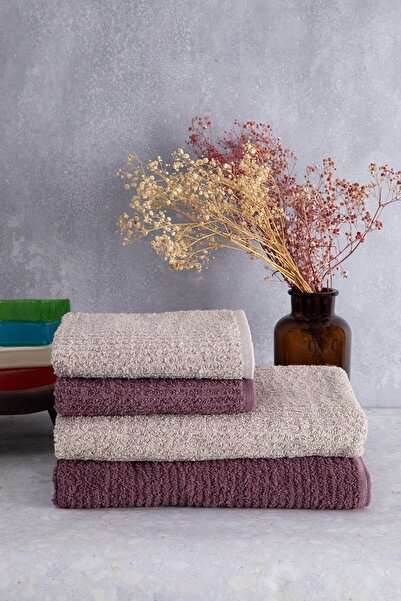 FAVORA Line 100% Cotton Luxury 6 Piece Towel Hammam Set - Beige Plum