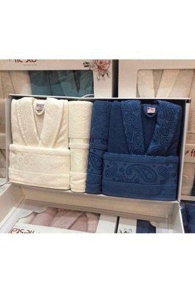 Fiesta Σετ οικογενειακό μπουρνούζι από βαμβακερό ζακάρ
