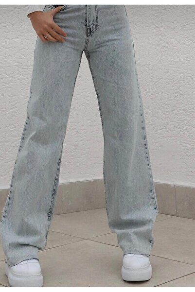 Genel Markalar Palazzo Yüksek Bel Esnek Bol Paça Kot Pantolon