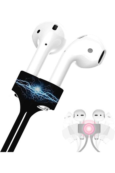 STOREMAX Buxystorem Neck Strap Rope Holder Silicone Rope Basic Black Fit with AirPods 1 2 AirPods 3 AirPods Pro