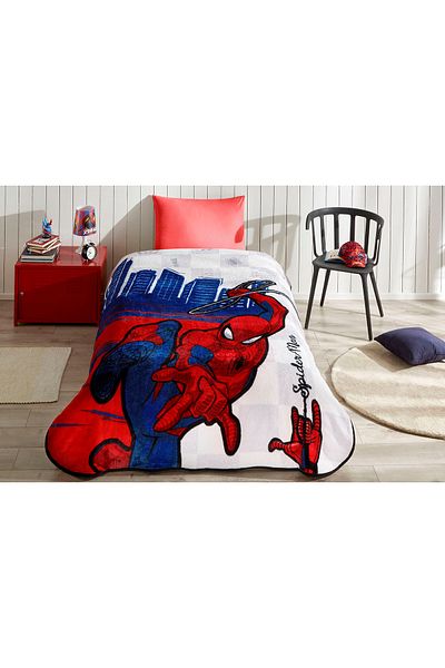 Özdilek Disney Licensed Spiderman Blue City Kids Blanket - Single 155x215 Cm