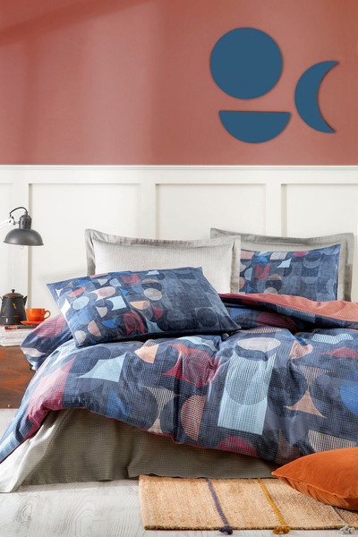 Özdilek Colored Shape Double Soft Life Satin Duvet Cover Set