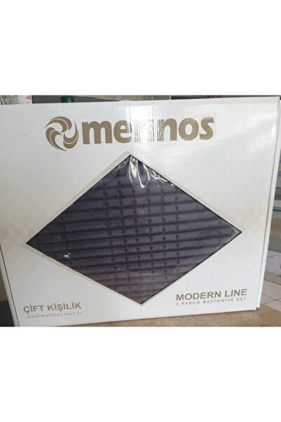 Merinos Modern Line 3 Parça Battaniye Seti Koyu Gri