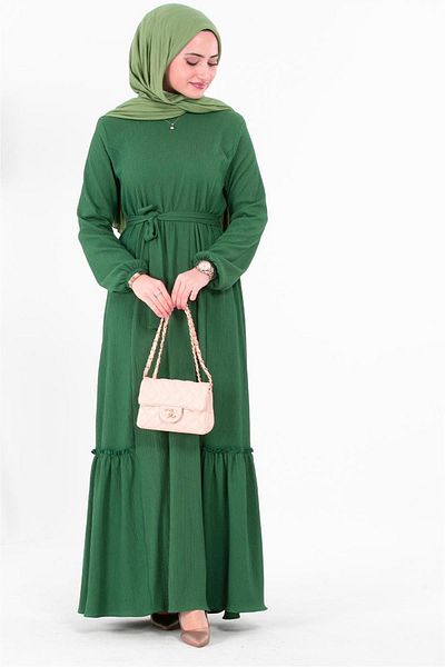 Sevitli Rochie Wrap cu centura - Verde Smarald