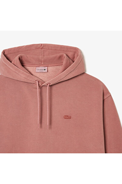 Lacoste Neo Heritage Unisex Loose Fit Kapüşonlu Pembe Sweatshirt