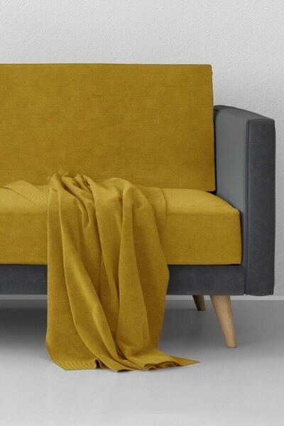 FAVORA Husa de canapea din chenille de culoare mustar