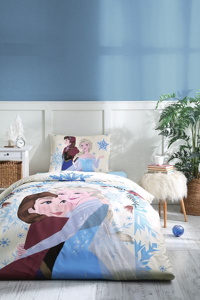 Özdilek Set de lenjerie de pat pentru copii Frozen Winter Single, cu licență Disney
