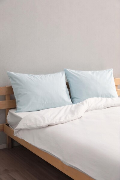 FAVORA 100% Cotton 2-Piece Pouch Pillow Case 50x70 - Blue