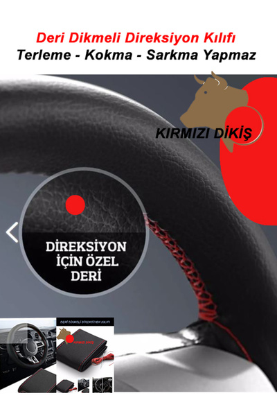 levvas skoda scala uyumlu oto,araç direksiyon kılıfı kırmızı dikiş