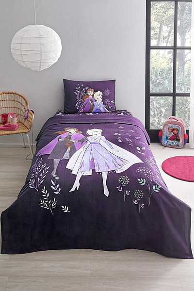 FAVORA Özdilek Licensed Disney Frozen Natural Fitted Single Person Pique Set - Purple