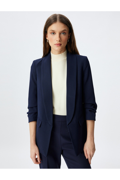 Koton Krepp szövet blézerkabát - kendőgallér, 3/4 ujjú és zsebes részletek