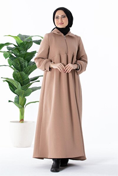 Sevitli Drawstring Waist 3 Thread Dress-Milk Coffee