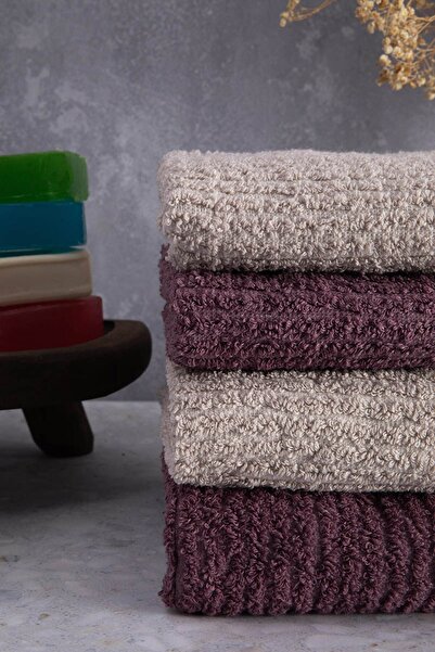FAVORA Line 100% Cotton Luxury 6 Piece Towel Hammam Set - Beige Plum