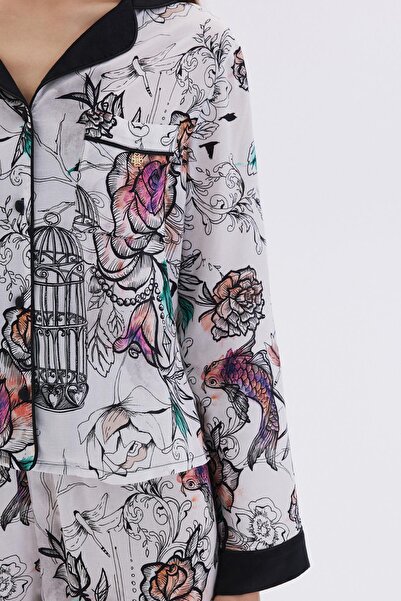 Feu De Elu Maison Royale Віскозний піжамний комплект - з візерунком та атласними деталями