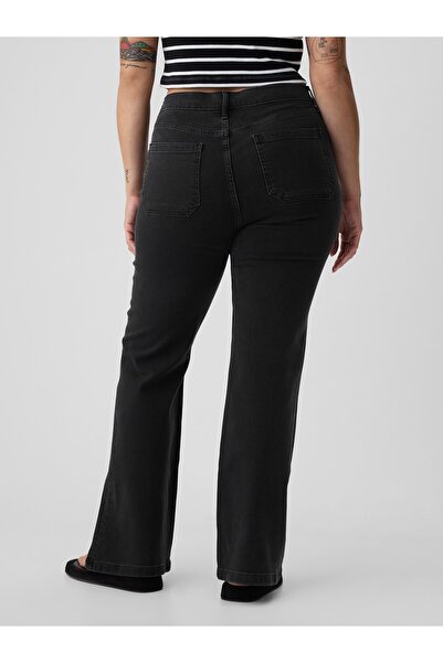 GAP Kadın Siyah High Rise '70s Flare Jean Pantolon