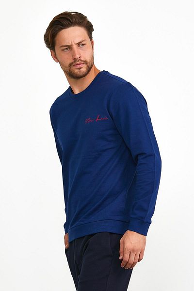 odelon Hanorac sport albastru pentru bărbați - decolteu, model de bază casual