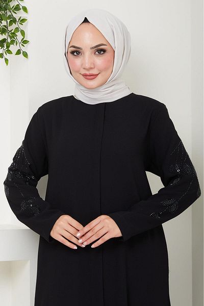 hafsamina Nihan μανίκια με πέτρες Ferace Black Hm2485