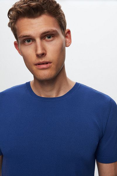 Twn Πλεκτό μπλουζάκι Cobalt Slim Fit Rayon