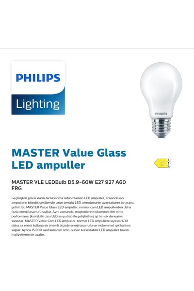 Philips Master Value LedBulb 5.9w-60w E27 2700k Dim Edilebilir Led Ampül