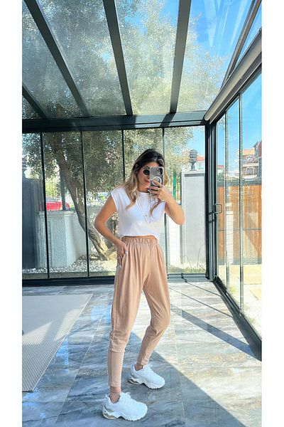 Buket Teke Beige Shalwar Style Trousers