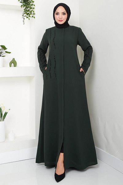 hafsamina Khaki Color Love Stone Ferace - HM2481