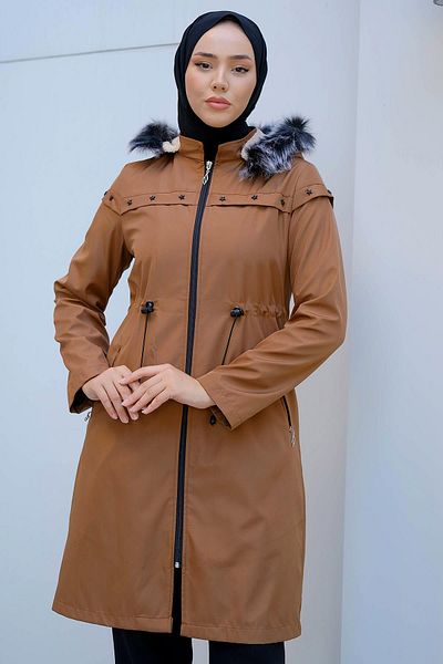 hafsamina Палто със звездна подплата, кафяво, HM2288
