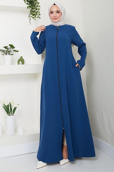 hafsamina Indigo Ferace με φερμουάρ Plus Size - HM2488