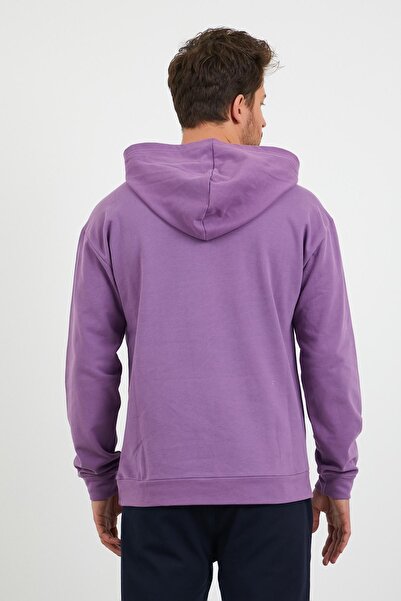 odelon Фіолетовий чоловічий спортивний світшот - з кишенями та капюшоном