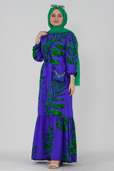 Sevitli Zerda Belted Viscose Dress-Sax Blue