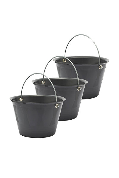 Prima Nova Saplı Kova-Gri 3'Lü Set