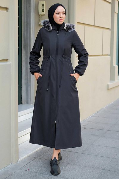 hafsamina Παλτό πλήρους μήκους Plus Size Μαύρο HM2286