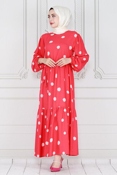 Sevitli Rochie cu buline model prințesă fucsia