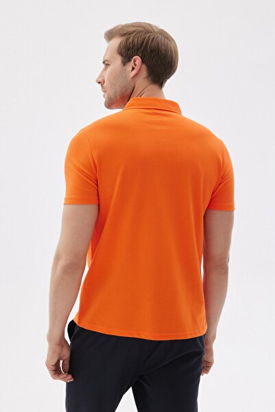 odelon Men's Orange Polo Neck Basic Regular Fit T-Shirt