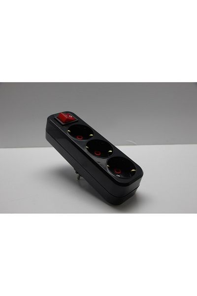 enparlak Triple Switch Golyat Plug Socket Black Mutlusan