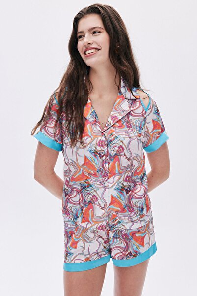 Feu De Elu Set pijama scurtă din satin - Leyiza cu model