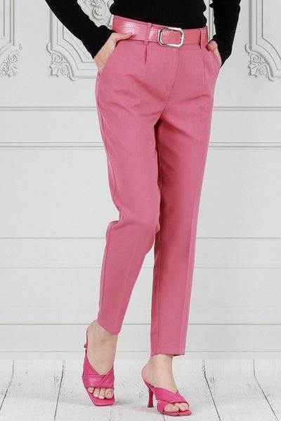 Sevitli Pink Pencil Pants - Belted Waist