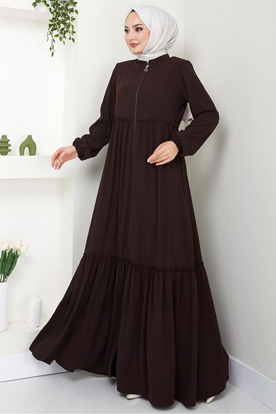 hafsamina HM2034 Model Brown Ferace - Gather Detailed