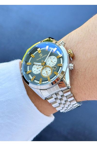 DAVID GUNER Men's Wristwatch - Waterproof Steel Case and Cord