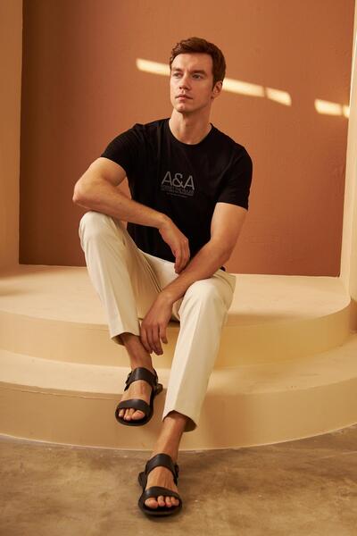 odelon Ανδρικό μαύρο T-Shirt - Comfort Fit, Printed, Mars14