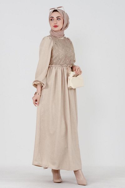 Sevitli Turquoise Dress-beige