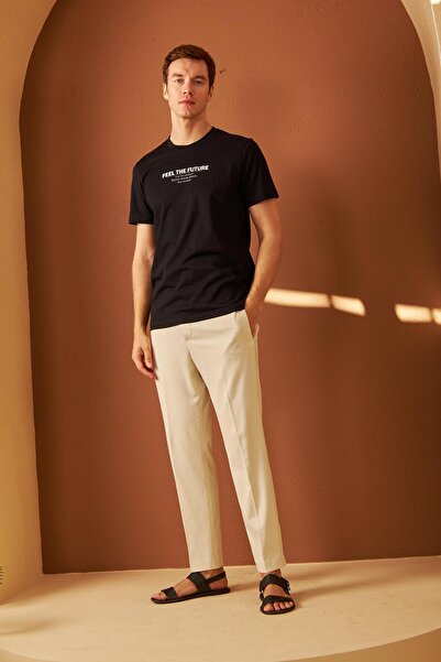 odelon Ανδρικό μαύρο μπλουζάκι - Comfort Fit, Printed, Feel The Future Mars12