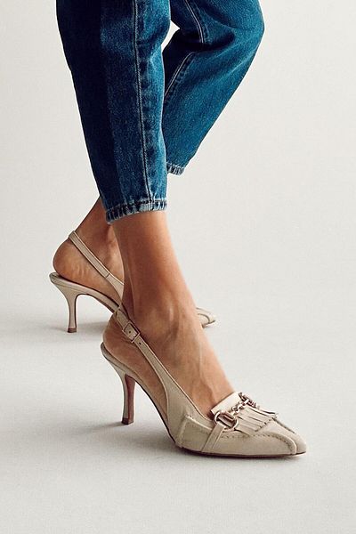 nope21shoess Alice Beige Genuine Leather High Heels