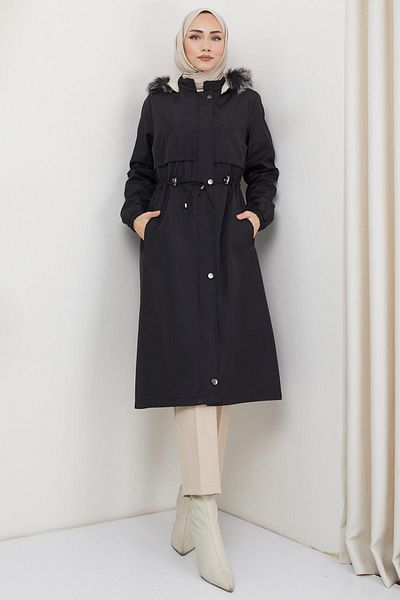 hafsamina Allergied Fur Inside Bondit Coat Black HM2330